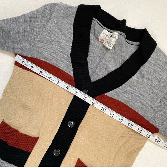 VTG colorblock v neck cardigan sz XS - Picture 8 of 11